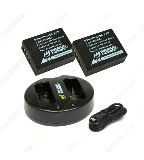 Wasabi Power Battery (2-Pack) and Dual Charger for Fujifilm NP-W126